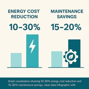 Infographic showing energy cost reduction results achieved by IoT monitoring in GCC facilities.